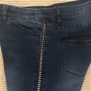 BlankNYC Blue Denim Jeans with Silver Chains on Sides